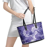 Polynesian Hibiscus Flower Tribal Leather Tote Bag Violet Color LT9 - Polynesian Pride