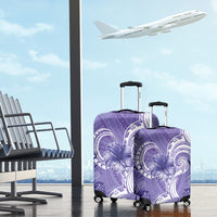 Polynesian Hibiscus Flower Tribal Luggage Cover Violet Color