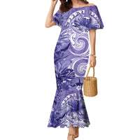 Polynesian Hibiscus Flower Tribal Mermaid Dress Violet Color LT9 Women Violet - Polynesian Pride