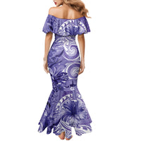 Polynesian Hibiscus Flower Tribal Mermaid Dress Violet Color LT9 - Polynesian Pride
