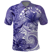 Polynesian Hibiscus Flower Tribal Polo Shirt Violet Color LT9 Violet - Polynesian Pride
