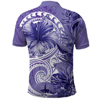 Polynesian Hibiscus Flower Tribal Polo Shirt Violet Color LT9 - Polynesian Pride