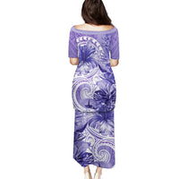 Polynesian Hibiscus Flower Tribal Puletasi Violet Color LT9 - Polynesian Pride
