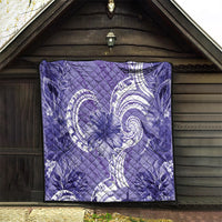 Polynesian Hibiscus Flower Tribal Quilt Violet Color