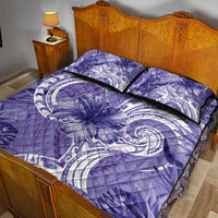 Polynesian Hibiscus Flower Tribal Quilt Bed Set Violet Color LT9 - Polynesian Pride