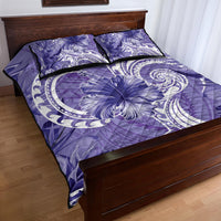 Polynesian Hibiscus Flower Tribal Quilt Bed Set Violet Color LT9 - Polynesian Pride