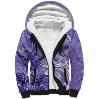 Polynesian Hibiscus Flower Tribal Sherpa Hoodie Violet Color LT9 Unisex Violet - Polynesian Pride