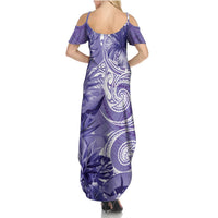Polynesian Hibiscus Flower Tribal Summer Maxi Dress Violet Color LT9 - Polynesian Pride