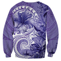 Polynesian Hibiscus Flower Tribal Sweatshirt Violet Color LT9 - Polynesian Pride