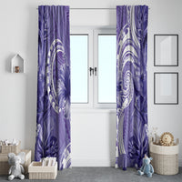 Polynesian Hibiscus Flower Tribal Window Curtain Violet Color LT9 - Polynesian Pride
