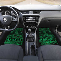 Kakariki Maori Ta Moko Poutama Art Car Mats LT9 Set 2pcs - Front Green - Polynesian Pride