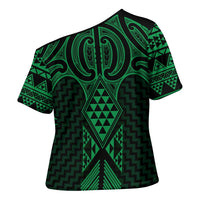 Kakariki Maori Ta Moko Poutama Art Cross Shoulder Shirt - Polynesian Pride