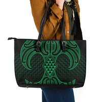 Kakariki Maori Ta Moko Poutama Art Leather Tote Bag