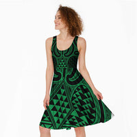 Kakariki Maori Ta Moko Poutama Art Midi Dress - Polynesian Pride