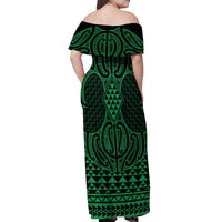 Kakariki Maori Ta Moko Poutama Art Off Shoulder Maxi Dress