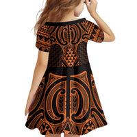 Karaka Maori Ta Moko Poutama Art Family Matching Off Shoulder Short Dress and Hawaiian Shirt