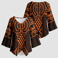 Karaka Maori Ta Moko Poutama Art Kimono Sleeve Blouse - Polynesian Pride
