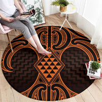 Karaka Maori Ta Moko Poutama Art Round Carpet