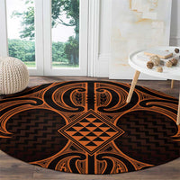 Karaka Maori Ta Moko Poutama Art Round Carpet