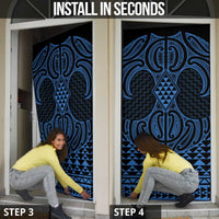 Kikorangi Maori Ta Moko Poutama Art Door Cover - Polynesian Pride
