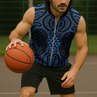 Kikorangi Maori Ta Moko Poutama Art Sleeveless Zip Hoodie LT9 - Polynesian Pride