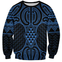 Kikorangi Maori Ta Moko Poutama Art Sweatshirt LT9 Unisex Blue - Polynesian Pride