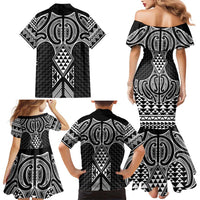 Ma Maori Ta Moko Poutama Art Family Matching Mermaid Dress and Hawaiian Shirt