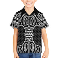Ma Maori Ta Moko Poutama Art Family Matching Summer Maxi Dress and Hawaiian Shirt LT9 Son's Shirt White - Polynesian Pride
