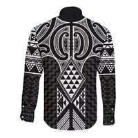 Ma Maori Ta Moko Poutama Art Long Sleeve Button Shirt LT9 - Polynesian Pride