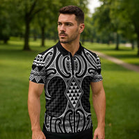 Ma Maori Ta Moko Poutama Art Zipper Polo Shirt - Polynesian Pride