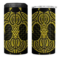 Mahi-dawg Maori Ta Moko Poutama Art 4 in 1 Can Cooler Tumbler LT9 One Size: 16 oz Yellow - Polynesian Pride