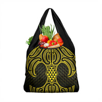 Mahi-dawg Maori Ta Moko Poutama Art Grocery Bag LT9 1-pack One Size Yellow - Polynesian Pride