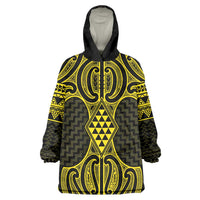 Mahi-dawg Maori Ta Moko Poutama Art Wearable Blanket Hoodie LT9 One Size Yellow - Polynesian Pride