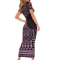 Mawhero Maori Ta Moko Poutama Art Family Matching Short Sleeve Bodycon Dress and Hawaiian Shirt