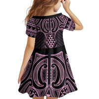 Mawhero Maori Ta Moko Poutama Art Kid Short Sleeve Dress LT9 - Polynesian Pride