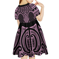 Mawhero Maori Ta Moko Poutama Art Kid Short Sleeve Dress LT9 - Polynesian Pride