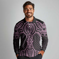 Mawhero Maori Ta Moko Poutama Art Long Sleeve Polo Shirt