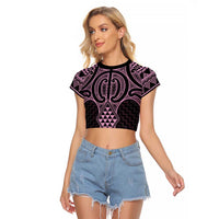 Mawhero Maori Ta Moko Poutama Art Raglan Cropped T Shirt