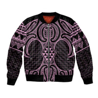 Mawhero Maori Ta Moko Poutama Art Sleeve Zip Bomber Jacket