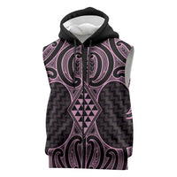 Mawhero Maori Ta Moko Poutama Art Sleeveless Zip Hoodie LT9 Pink - Polynesian Pride