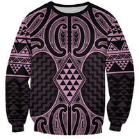 Mawhero Maori Ta Moko Poutama Art Sweatshirt LT9 Unisex Pink - Polynesian Pride