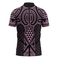 Mawhero Maori Ta Moko Poutama Art Zipper Polo Shirt - Polynesian Pride