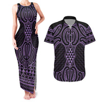 Waiporoporo Maori Ta Moko Poutama Art Couples Matching Tank Maxi Dress and Hawaiian Shirt