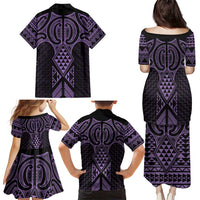 Waiporoporo Maori Ta Moko Poutama Art Family Matching Puletasi and Hawaiian Shirt