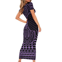 Waiporoporo Maori Ta Moko Poutama Art Family Matching Short Sleeve Bodycon Dress and Hawaiian Shirt