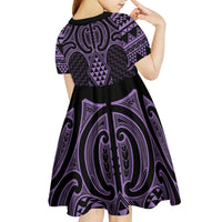 Waiporoporo Maori Ta Moko Poutama Art Kid Short Sleeve Dress LT9 - Polynesian Pride