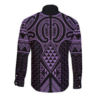 Waiporoporo Maori Ta Moko Poutama Art Long Sleeve Button Shirt LT9 - Polynesian Pride