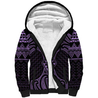 Waiporoporo Maori Ta Moko Poutama Art Sherpa Hoodie LT9 Unisex Purple - Polynesian Pride