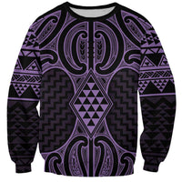 Waiporoporo Maori Ta Moko Poutama Art Sweatshirt LT9 Unisex Purple - Polynesian Pride