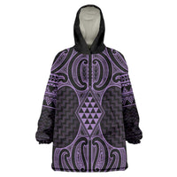 Waiporoporo Maori Ta Moko Poutama Art Wearable Blanket Hoodie LT9 One Size Purple - Polynesian Pride